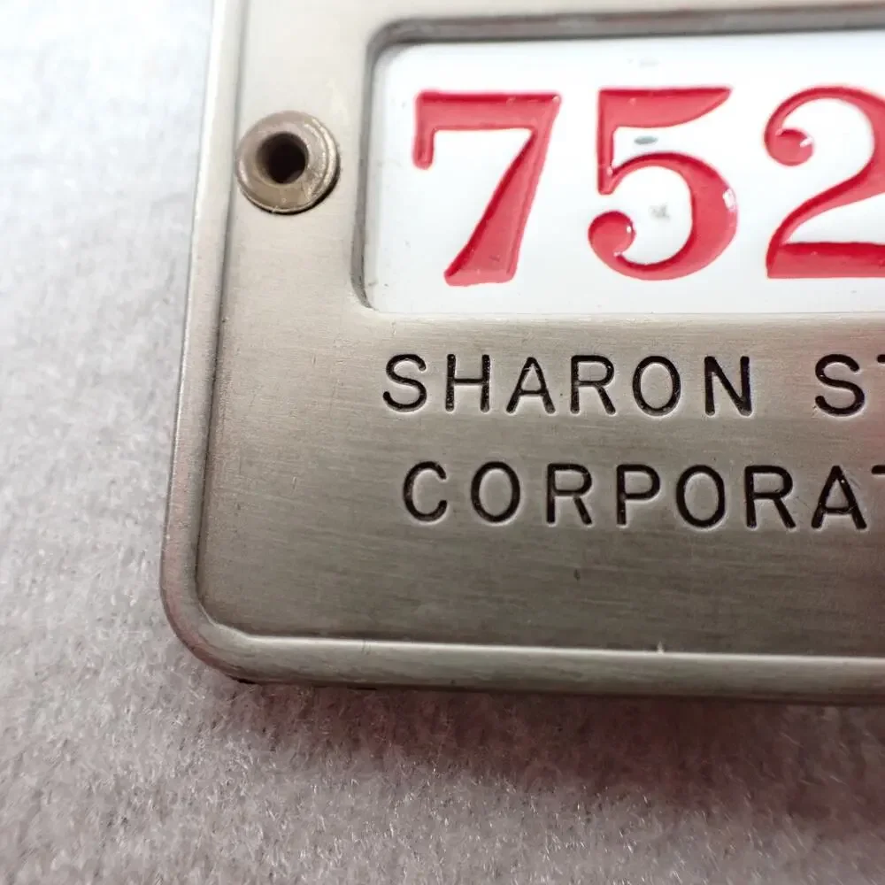 Vintage Sharon Steel #7521 Employee Badge Metal ID Pin Steel Mill Pennsylvania